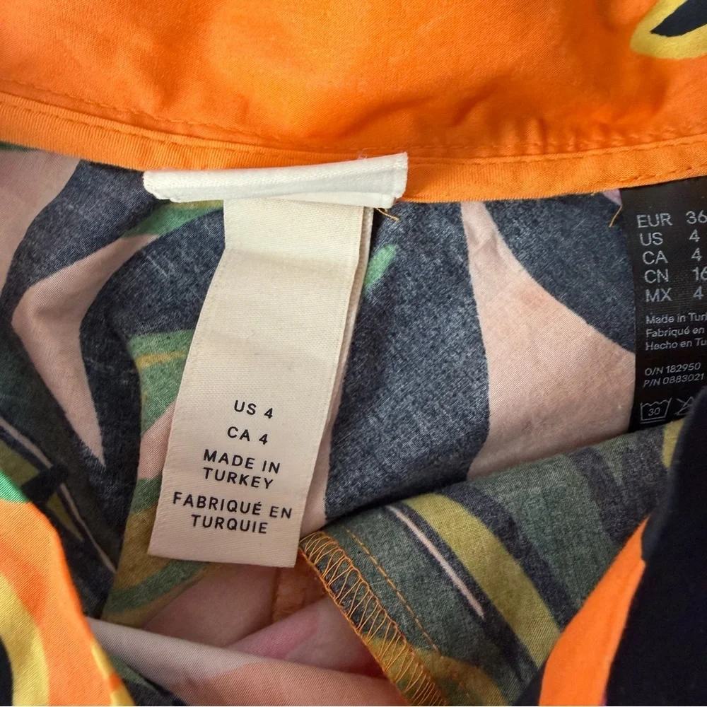 RARE SKIRT SET BLOGGER FAVORITE H&M Orange flare puff sleeve tropical crop XS M - Picture 8 of 11